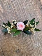 Peineta Rose – Tocado novia de flores preservadas · Menorca Flowers